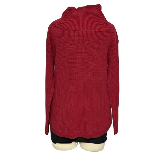 Talbots Petite Womens PM Red Ribbed Knit Turtleneck Sweater 70% Cotton 30% Modal - Picture 3 of 6